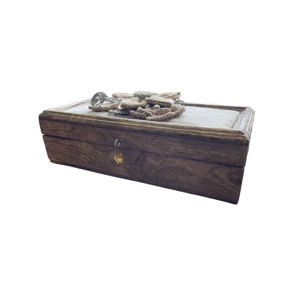 Small Wooden Jewelry Box with Flowers 9.5"x5" Craft Box Storage Decorative - Picture 1 of 11